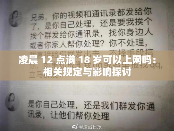 凌晨 12 点满 18 岁可以上网吗：相关规定与影响探讨