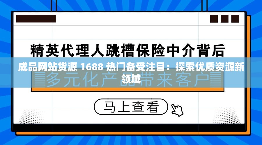 成品网站货源 1688 热门备受注目：探索优质资源新领域