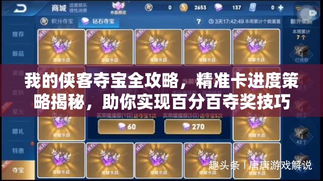 我的侠客夺宝全攻略，精准卡进度策略揭秘，助你实现百分百夺奖技巧