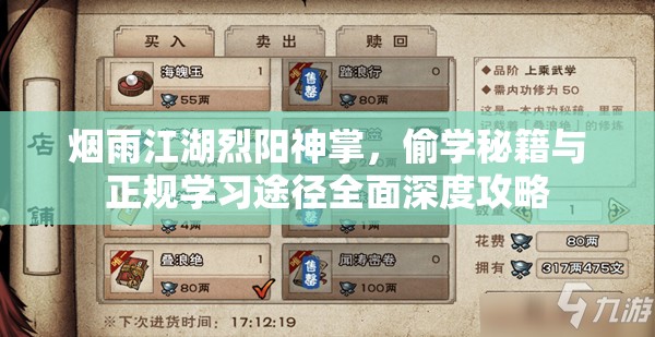 烟雨江湖烈阳神掌，偷学秘籍与正规学习途径全面深度攻略