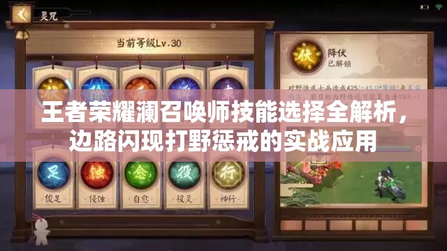 王者荣耀澜召唤师技能选择全解析，边路闪现打野惩戒的实战应用