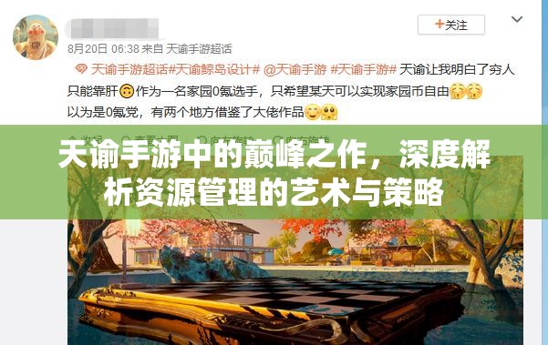 天谕手游中的巅峰之作，深度解析资源管理的艺术与策略