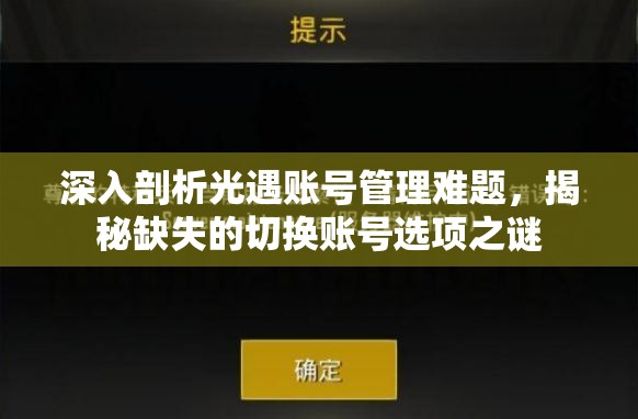 深入剖析光遇账号管理难题，揭秘缺失的切换账号选项之谜