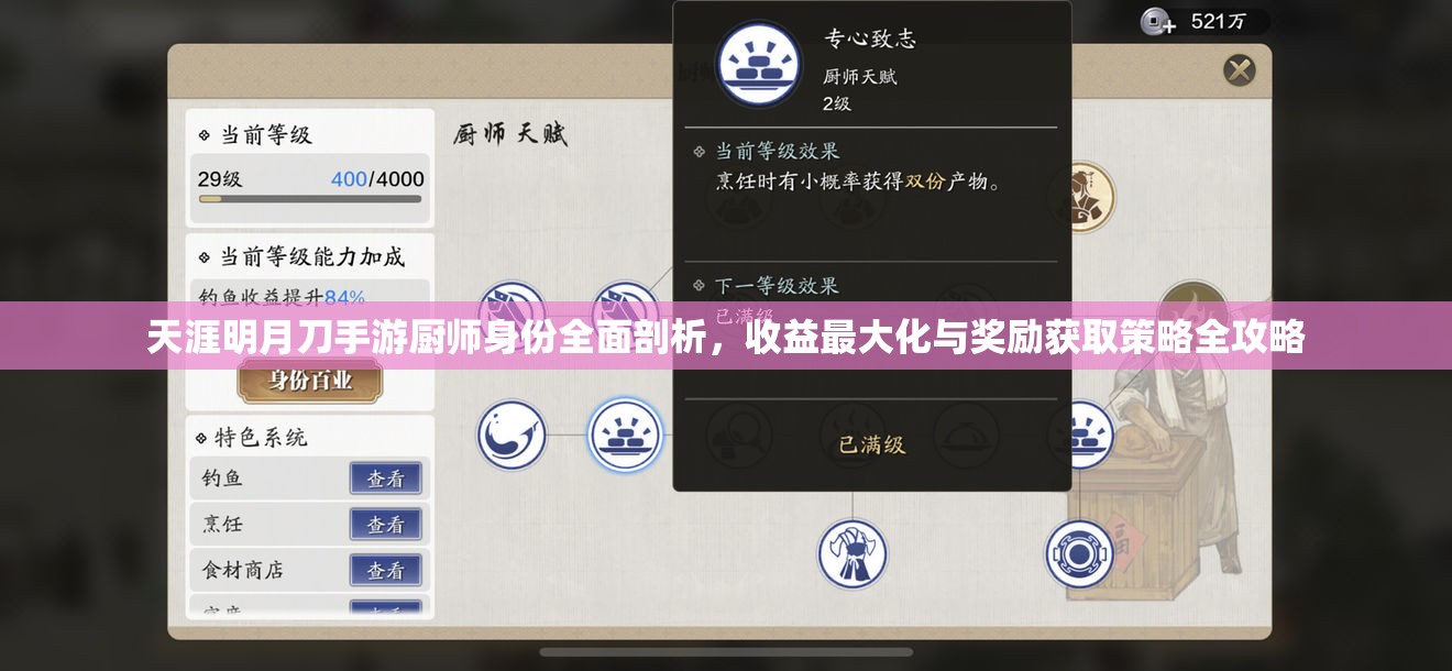天涯明月刀手游厨师身份全面剖析，收益最大化与奖励获取策略全攻略
