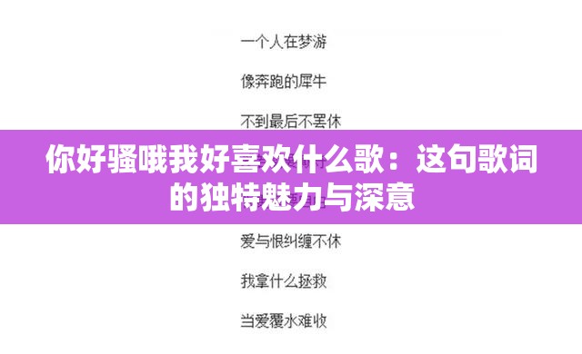 你好骚哦我好喜欢什么歌：这句歌词的独特魅力与深意