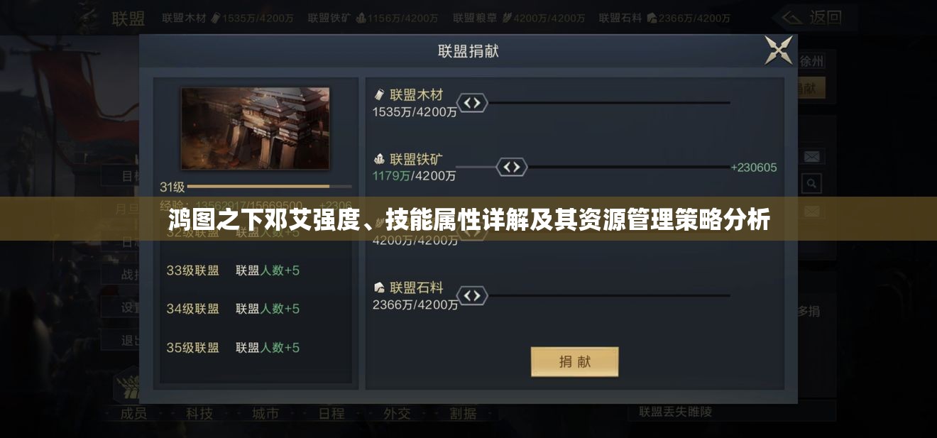 鸿图之下邓艾强度、技能属性详解及其资源管理策略分析