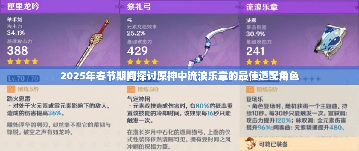 2025年春节期间探讨原神中流浪乐章的最佳适配角色