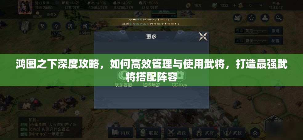 鸿图之下深度攻略，如何高效管理与使用武将，打造最强武将搭配阵容