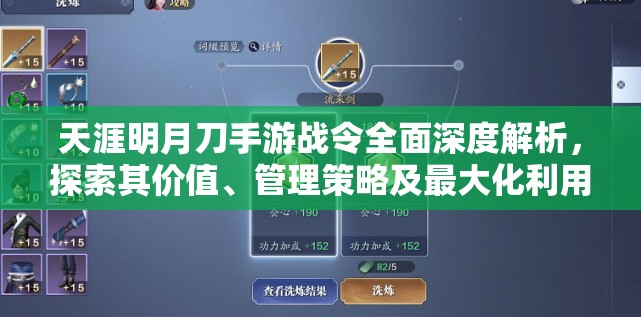 天涯明月刀手游战令全面深度解析，探索其价值、管理策略及最大化利用方法