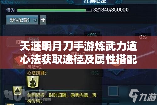 天涯明月刀手游炼武力道心法获取途径及属性搭配价值最大化攻略