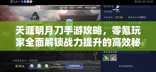 天涯明月刀手游攻略，零氪玩家全面解锁战力提升的高效秘籍