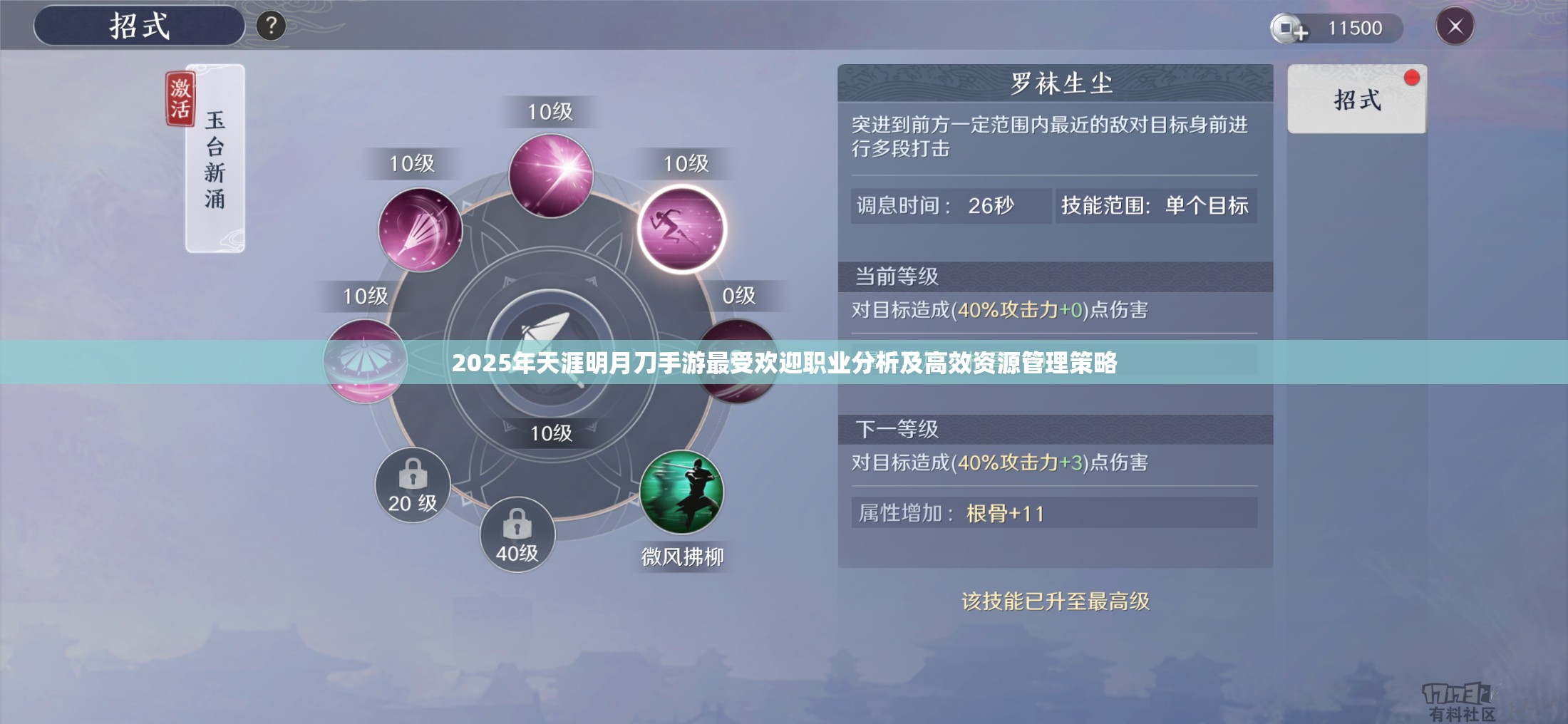 2025年天涯明月刀手游最受欢迎职业分析及高效资源管理策略