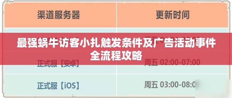 最强蜗牛访客小扎触发条件及广告活动事件全流程攻略