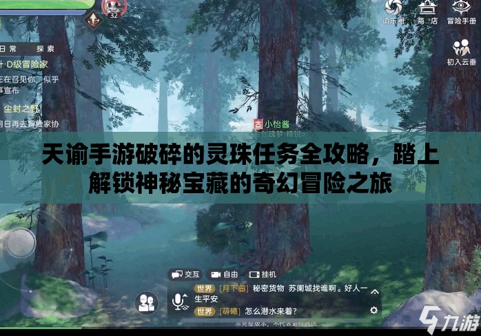 天谕手游破碎的灵珠任务全攻略，踏上解锁神秘宝藏的奇幻冒险之旅
