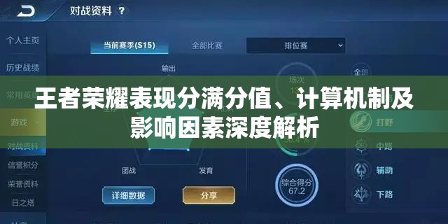 王者荣耀表现分满分值、计算机制及影响因素深度解析