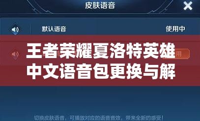 王者荣耀夏洛特英雄中文语音包更换与解锁的全面详细攻略