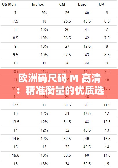 欧洲码尺码 M 高清：精准衡量的优质选择标准