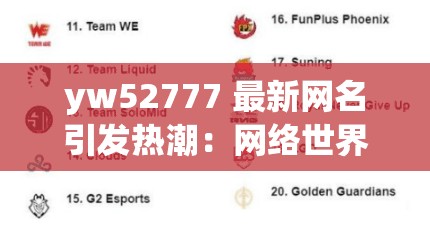 yw52777 最新网名引发热潮：网络世界的新宠