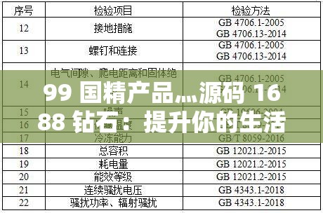 99 国精产品灬源码 1688 钻石：提升你的生活品质