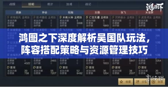 鸿图之下深度解析吴国队玩法，阵容搭配策略与资源管理技巧