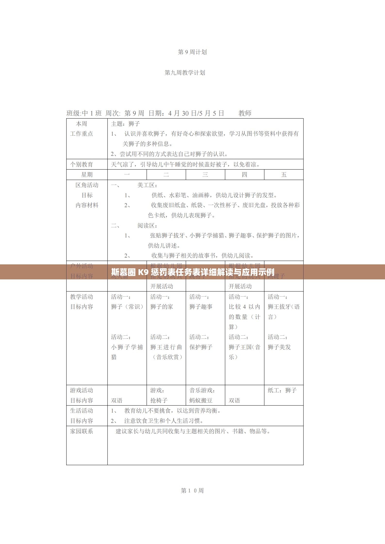 斯慕圈 K9 惩罚表任务表详细解读与应用示例