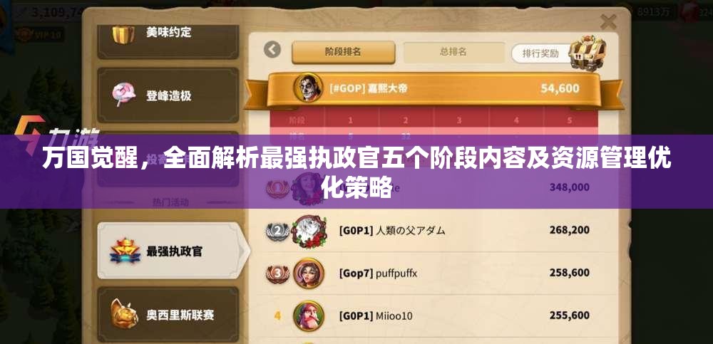 万国觉醒，全面解析最强执政官五个阶段内容及资源管理优化策略