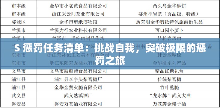 S 惩罚任务清单：挑战自我，突破极限的惩罚之旅