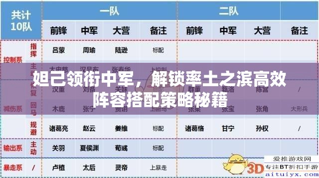 妲己领衔中军，解锁率土之滨高效阵容搭配策略秘籍