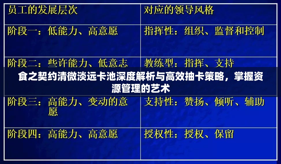 食之契约清微淡远卡池深度解析与高效抽卡策略，掌握资源管理的艺术