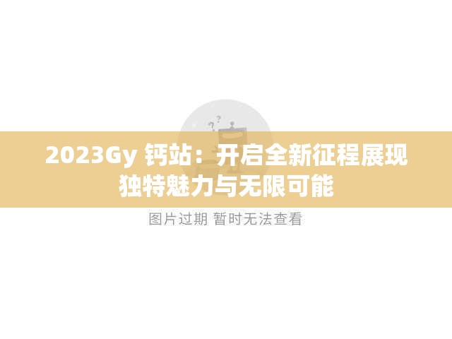 2023Gy 钙站：开启全新征程展现独特魅力与无限可能