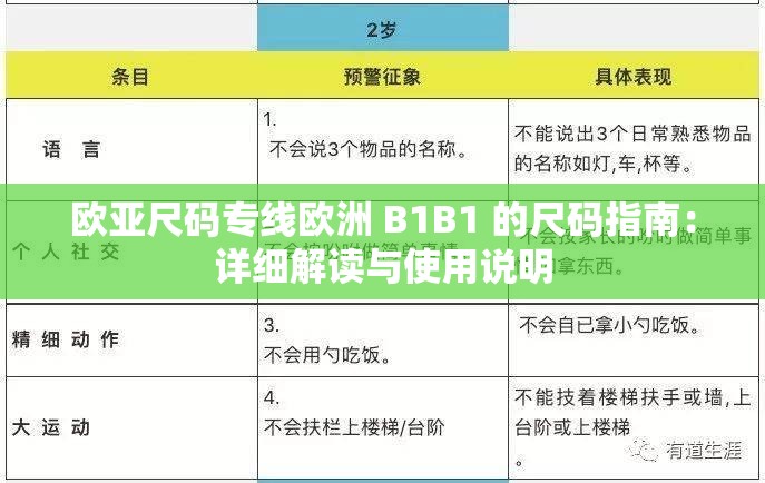 欧亚尺码专线欧洲 B1B1 的尺码指南：详细解读与使用说明