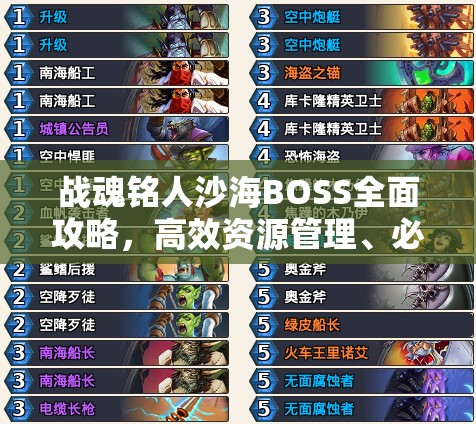 战魂铭人沙海BOSS全面攻略，高效资源管理、必备技巧与避免资源浪费策略