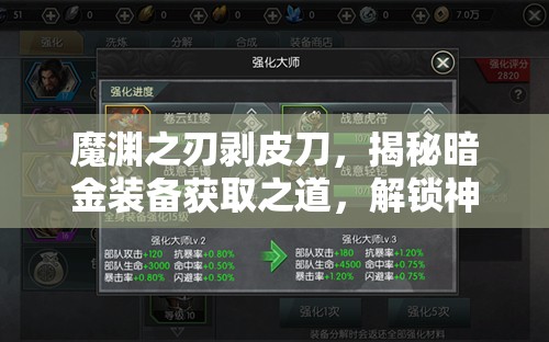 魔渊之刃剥皮刀，揭秘暗金装备获取之道，解锁神秘宝藏的专属钥匙