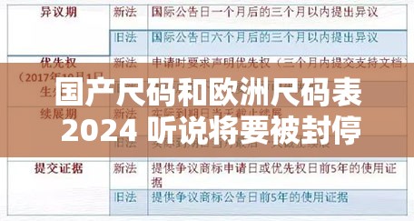 国产尺码和欧洲尺码表 2024 听说将要被封停表示引发各方关注