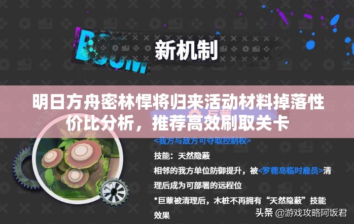 明日方舟密林悍将归来活动材料掉落性价比分析，推荐高效刷取关卡