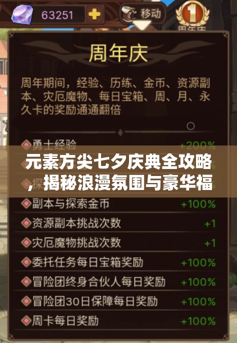 元素方尖七夕庆典全攻略，揭秘浪漫氛围与豪华福利的双重盛宴