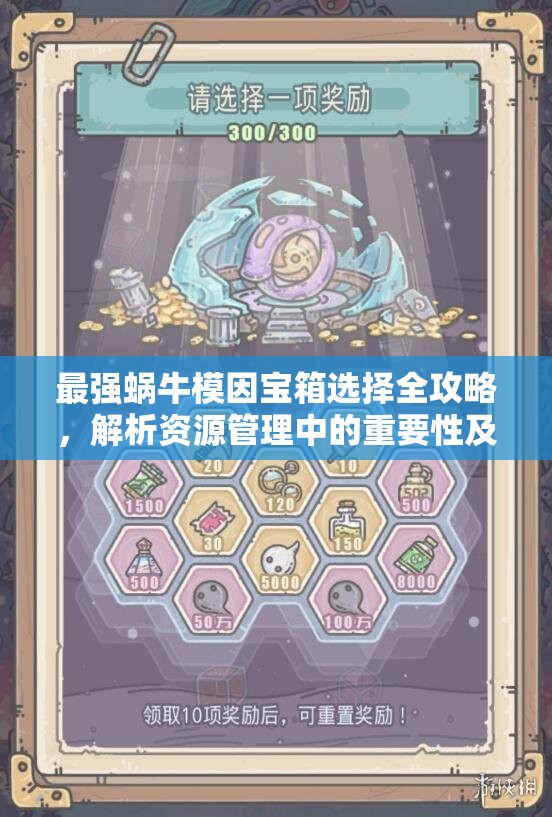 最强蜗牛模因宝箱选择全攻略，解析资源管理中的重要性及高效选择技巧