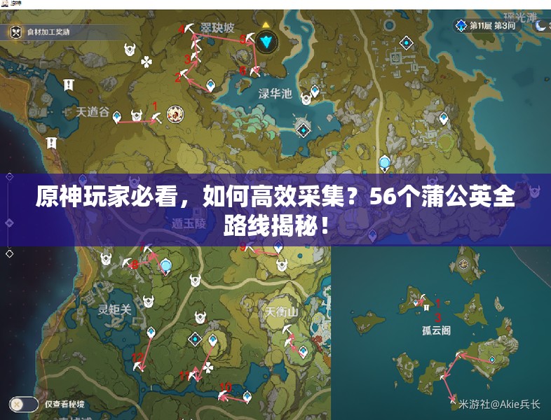 原神玩家必看，如何高效采集？56个蒲公英全路线揭秘！