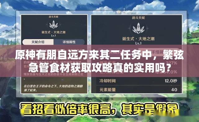 原神有朋自远方来其二任务中，繁弦急管食材获取攻略真的实用吗？
