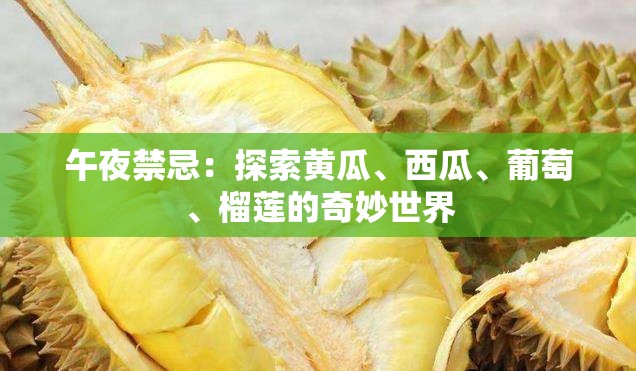 午夜禁忌：探索黄瓜、西瓜、葡萄、榴莲的奇妙世界