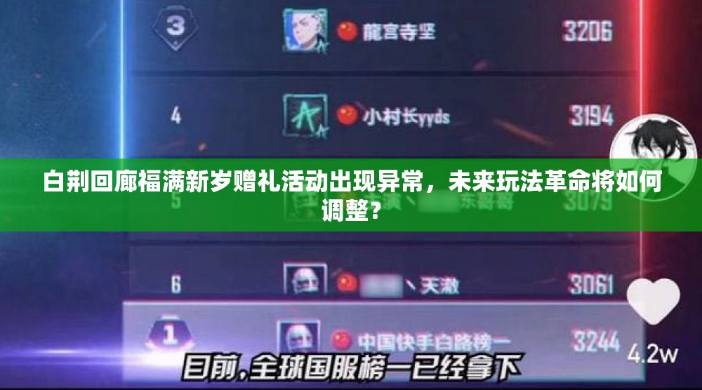 白荆回廊福满新岁赠礼活动出现异常，未来玩法革命将如何调整？