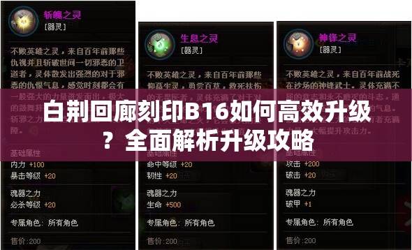 白荆回廊刻印B16如何高效升级？全面解析升级攻略