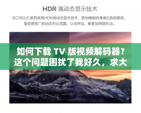 如何下载 TV 版视频解码器？这个问题困扰了我好久，求大神指教