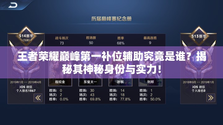 王者荣耀巅峰第一补位辅助究竟是谁？揭秘其神秘身份与实力！