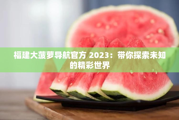 福建大菠萝导航官方 2023：带你探索未知的精彩世界