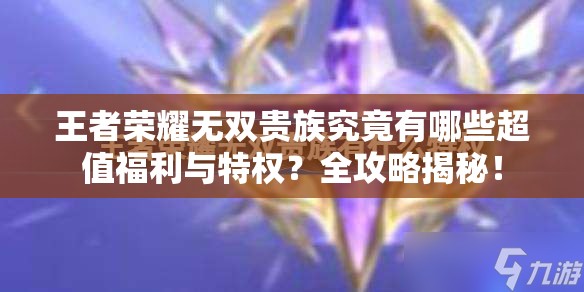 王者荣耀无双贵族究竟有哪些超值福利与特权？全攻略揭秘！