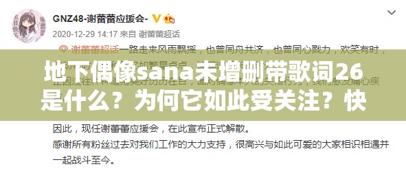 地下偶像sana未增删带歌词26是什么？为何它如此受关注？快来一探究竟
