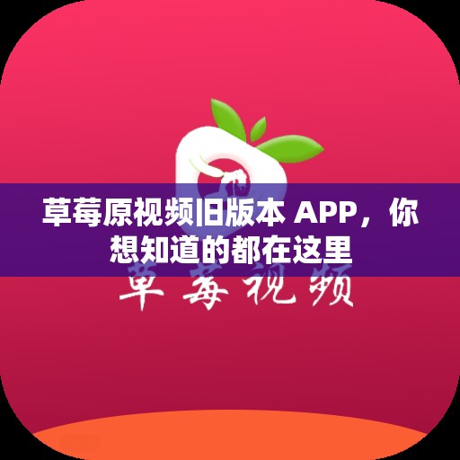 草莓原视频旧版本 APP，你想知道的都在这里