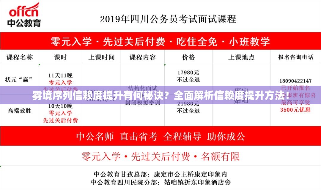 雾境序列信赖度提升有何秘诀？全面解析信赖度提升方法！