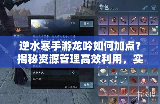 逆水寒手游龙吟如何加点？揭秘资源管理高效利用，实现价值最大化？
